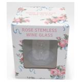 * NIB Rose Stemless Wine Glass