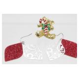 Christmas Pin & Snowflake Earrings
