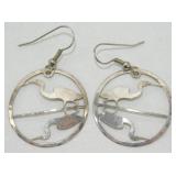 Vintage Sterling Silver Heron Earrings - Signed