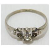 Vintage Sterling Silver Rhinestone Ring - Size 8