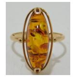 Vintage 14k Gold Natural Baltic Amber Russian 583
