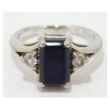 Vintage Sterling Silver Faceted Black Onyx Ring -