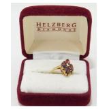 14k Gold 4-Garnet Ladies Ring - Size 6-1/4, 3.9