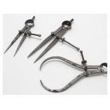 Group of 3 Vintage Machinists Dividers/Calipers -