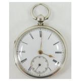 Vintage Sterling Silver Key Wind Pocket Watch -