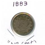 1883 Liberty Nickel - "No Cent"