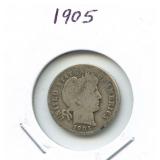 1905 Barber Silver Dime