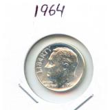 1964 Roosevelt Silver Dime - Very Nice Strike