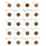 20 Cleaned Indian Head Pennies (1882-1907) - All