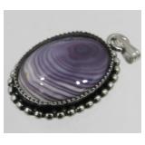 Sterling Silver Charoite Pendant - 3.15 grams