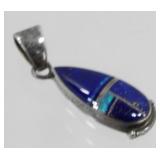 Sterling Silver, Opal and Stone Inlaid Pendant -