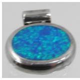 Sterling Silver and Blue Fire Opal Pendant - 9.16