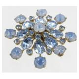 Vintage 1950ï¿½s Blue Jeweled Atomic Shaped Brooch