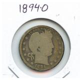 1894-O Barber Silver Quarter