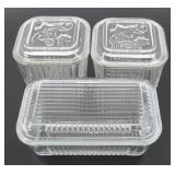 ** Vintage Trio of Glass Refrigerator Dishes, Two
