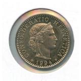 1994 Switzerland 20 Rappen Coin - High Grade, UNC
