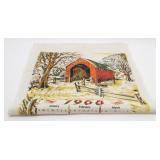 Vintage 1968 Linen Hanging Calendar, with