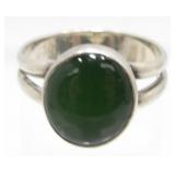 Vintage Sterling Silver Green Nephrite Jade