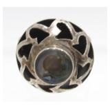 Vintage Sterling Silver Abalone Ring - Signed,