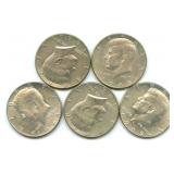 Lot of 5 Kennedy 40% Silver Half-Dollar Coins,