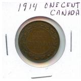 1914 Canadian Large One Cent