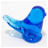 * Vintage Blue Glass Bird Figurine Paperweight -