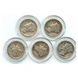 (5) Mercury Silver Dimes