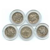 (5) Mercury Silver Dimes