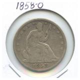 1858-O Seated Liberty Silver Half Dollar