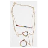Triple Strand Jeweled Rainbow/Pride Necklace -
