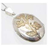Vintage Sterling Silver Floral Engraved Locket -
