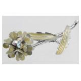 Vintage Floral Brooch with Aurora Borealis