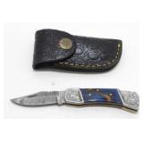 New Damascus Blade Folding Pocket Knife with