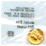 Gold-Plated Mercury Silver Dime - Littleton Coin