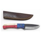 New Carbon Steel Drop Point Knife with Leather