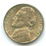 1943-P Jefferson Silver War Nickel - Nice