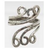 Vintage Sterling Silver Hammered Bypass Ring -