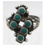 Vintage Sterling Silver Turquoise Ring - Size 6,