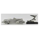 Pewter Auburn Hood Ornament & Danbury Mint 1935