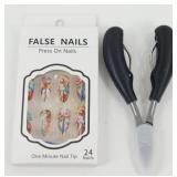 24 New Press-On Nails (False) & Nail Clippers