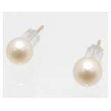 14K Yellow Gold and Cultured Pink Pearl Pierced