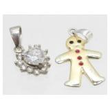 Sterling Silver Pendants (2), with Stones - 3.29