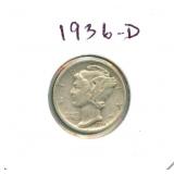 1936-D Mercury Silver Dime