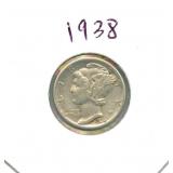 1938 Mercury Silver Dime