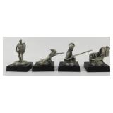 4 Pewter Franklin Mint Hood Ornaments - DeSoto,