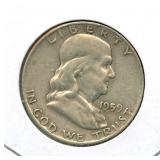 1959-D Franklin Silver Half Dollar