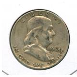 1958-D Franklin Silver Half Dollar