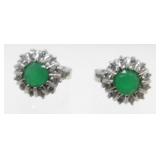 Sterling Silver and Emerald Pierced Earrings -