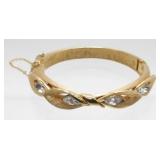 Vintage 1950ï¿½s Gold and White Stone Bangle