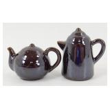 * Vintage Pottery Brown Coffee Pot and Tea Kettle